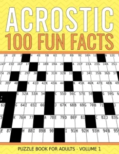 Fun Facts Acrostic Puzzle Book For Adults, Volume 1 Cover